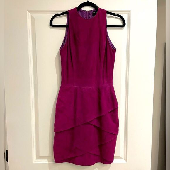 Vintage Magenta Purple Suede St. Gillian for Kay Unger Mini Sz. 4 - Picture 1 of 4